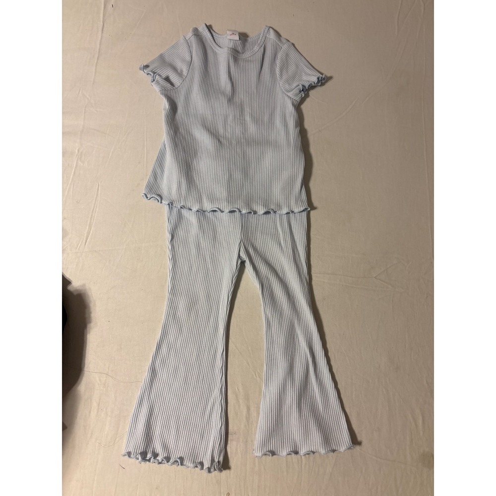 Old Navy Ribbed Knit Set Toddler 2T Light Blue Excellent Lettuce Edge Flare